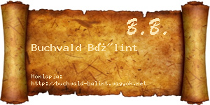 Buchvald Bálint névjegykártya